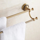 GobekUsa Antique Brass Double Towel Bar Bathroom Shelf Holder Towel Rack