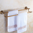 GobekUsa Antique Brass Double Towel Bar Bathroom Shelf Holder Towel Rack