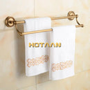 GobekUsa Antique Brass Double Towel Bar Rack - Solid Brass, 30-60cm