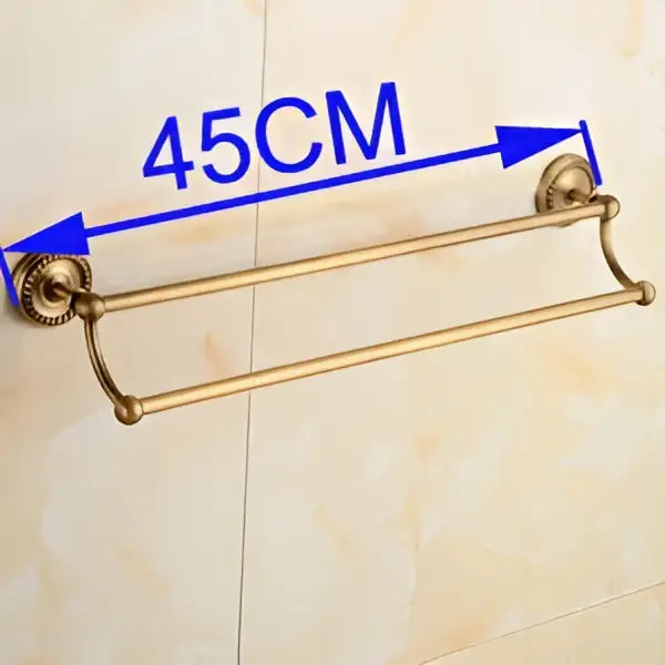 GobekUsa Antique Brass Double Towel Bar Rack - Solid Brass, 30-60cm, photo 9 of 11