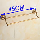 GobekUsa Antique Brass Double Towel Bar Rack - Solid Brass, 30-60cm