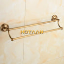 GobekUsa Antique Brass Double Towel Bar Rack - Solid Brass, 30-60cm