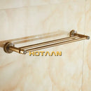 GobekUsa Antique Brass Double Towel Bar/Towel Holder - Solid Aluminium - Bathroom Accessory