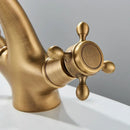 GobekUsa Antique Brass Dual Handle Basin Faucet Deck Mounted Bathroom Mixer Tap