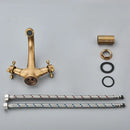 GobekUsa Antique Brass Dual Handle Basin Faucet Deck Mounted Bathroom Mixer Tap