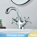 GobekUsa Antique Brass Dual Handle Basin Faucet Deck Mounted Bathroom Mixer Tap