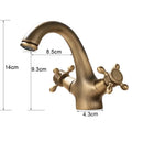 GobekUsa Antique Brass Dual Handle Basin Faucet Deck Mounted Bathroom Mixer Tap