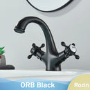 GobekUsa Antique Brass Dual Handle Basin Faucet Deck Mounted Bathroom Mixer Tap