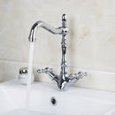 GobekUsa Antique Brass Dual Handle Swivel Sink Faucet Rotated Mixer Tap