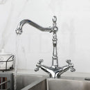 GobekUsa Antique Brass Dual Handle Swivel Sink Faucet Rotated Mixer Tap