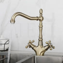 GobekUsa Antique Brass Dual Handle Swivel Sink Faucet Rotated Mixer Tap