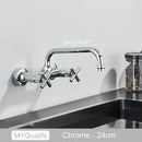 GobekUsa Antique Brass Dual Handle Wall Mount Kitchen Faucet