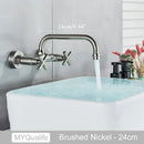 GobekUsa Antique Brass Dual Handle Wall Mount Kitchen Faucet