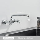 GobekUsa Antique Brass Dual Handle Wall Mount Kitchen Faucet