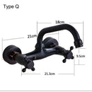GobekUsa Antique Brass Dual Handle Wall Mount Kitchen Faucet