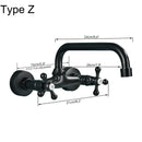 GobekUsa Antique Brass Dual Handle Wall Mount Kitchen Faucet