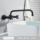 GobekUsa Antique Brass Dual Handle Wall Mount Kitchen Faucet