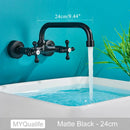 GobekUsa Antique Brass Dual Handle Wall Mount Kitchen Faucet