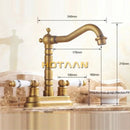 GobekUsa Antique Brass Dual Hole Basin Faucet Mixer Tap for Bathroom Sink