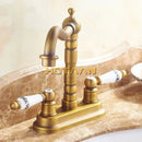 GobekUsa Antique Brass Dual Hole Basin Faucet Mixer Tap for Bathroom Sink