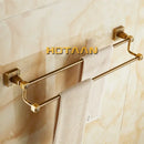 GobekUsa Antique Brass Finish Double Towel Bar, Solid Aluminium Bathroom Accessory