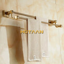 GobekUsa Antique Brass Finish Double Towel Bar, Solid Aluminium Bathroom Accessory