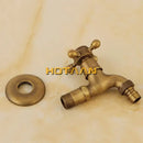 Vintage antique brass finish wall mount faucet garden cross handle by Decorbites