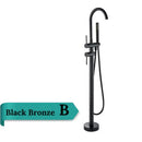 GobekUsa Antique Brass Floor Mount Tub Faucet Swivel Spout Shower Mixer Tap