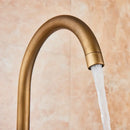 GobekUsa Antique Brass Floor Mount Tub Faucet Swivel Spout Shower Mixer Tap
