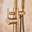 GobekUsa Antique Brass Floor Mount Tub Faucet Swivel Spout Shower Mixer Tap