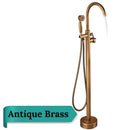 GobekUsa Antique Brass Floor Mount Tub Faucet Swivel Spout Shower Mixer Tap