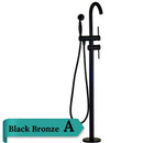GobekUsa Antique Brass Floor Mount Tub Faucet Swivel Spout Shower Mixer Tap