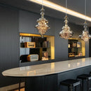 GobekUsa Antique Brass Glass Chandelier for Dining Room and Bar