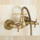 GobekUsa Antique Brass Hand Held Shower Head Kit for Bath Wall Mount