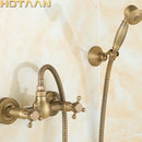 GobekUsa Antique Brass Hand Held Shower Head Kit for Bath Wall Mount