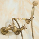 GobekUsa Antique Brass Hand Held Shower Head Kit for Bath Wall Mount