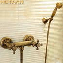 GobekUsa Antique Brass Hand Held Shower Head Kit for Wall Mount Bathrooms