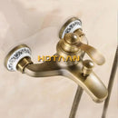 GobekUsa Antique Brass Hand Held Shower Head Kit for Wall Mounted Bathtub - YT-5340-B