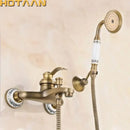 GobekUsa Antique Brass Hand Held Shower Head Kit for Wall Mounted Bathtub - YT-5340-B