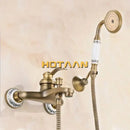 GobekUsa Antique Brass Hand Held Shower Head Kit for Wall Mounted Bathtub - YT-5340-B