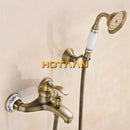 GobekUsa Antique Brass Hand Held Shower Head Kit for Wall Mounted Bathtub - YT-5340-B