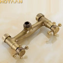 GobekUsa Antique Brass Hand Held Shower Kit - Wall Mounted Bathroom Shower Faucet