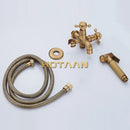 GobekUsa Antique Brass Handheld Bidet Sprayer Set - Self Cleaning Hand Sprayer for Bathroom