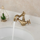 GobekUsa Antique Brass Kitchen Bathroom Faucet Swivel Mixer Tap Dual Handles Deck Mount