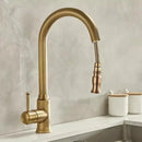 GobekUsa Antique Brass Kitchen Faucet 360° Rotation Sink Mixer Tap - Tuqiu Design
