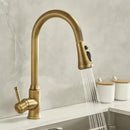 GobekUsa Antique Brass Kitchen Faucet 360° Rotation Sink Mixer Tap - Tuqiu Design