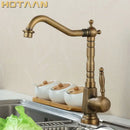 GobekUsa Antique Brass Kitchen Faucet 360° Swivel Basin Sink Mixer Tap YT-6025