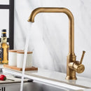 GobekUsa Antique Brass Kitchen Faucet 360° Swivel Sink Tap Mixer Hot Cold Rotating Faucet