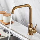 GobekUsa Antique Brass Kitchen Faucet 360° Swivel Sink Tap Mixer Hot Cold Rotating Faucet