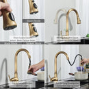 GobekUsa Antique Brass Kitchen Faucet Pull Out Single Handle Mixer Tap 360 Rotation